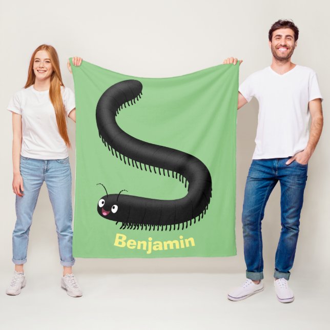 illustration av tecknaden Cute millipede Fleecefilt (På plats)