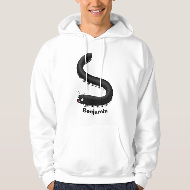 illustration av tecknaden Cute millipede Hoodie (Framsida)