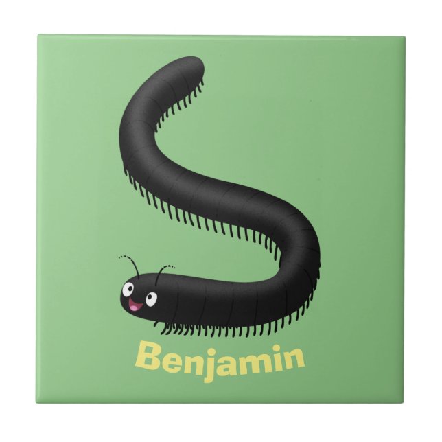 illustration av tecknaden Cute millipede Kakelplatta (Framsidan)
