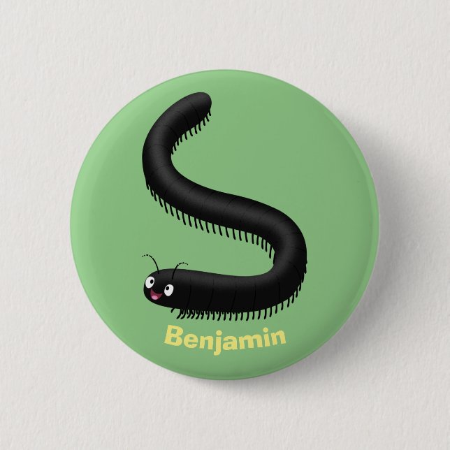 illustration av tecknaden Cute millipede Knapp (Framsida)