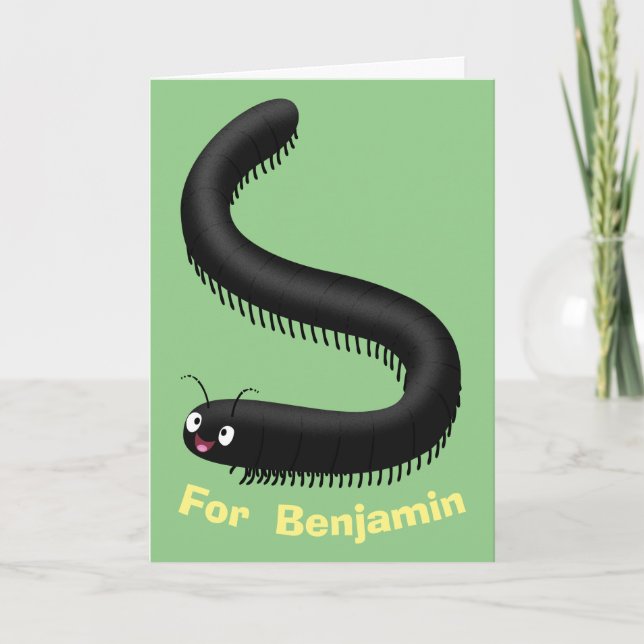 illustration av tecknaden Cute millipede Kort (Framsida)