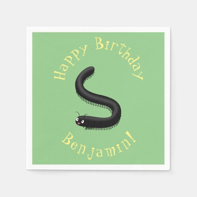 illustration av tecknaden Cute millipede Pappersservett (Framsidan)