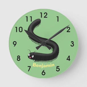 illustration av tecknaden Cute millipede Rund Klocka