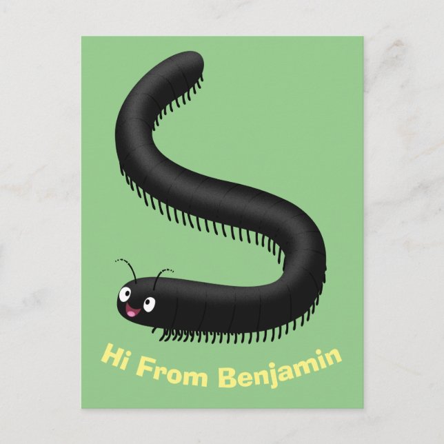illustration av tecknaden Cute millipede Vykort (Framsida)