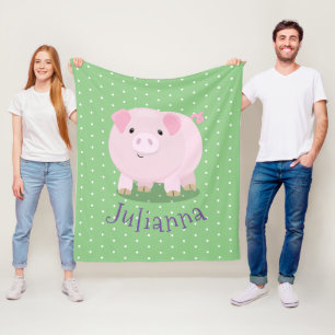 illustration av tecknaden Cute rosa potbelly gris Fleecefilt