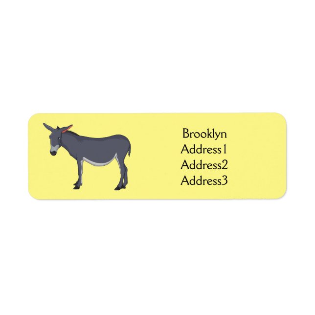 illustration av tecknaden Donkey Returadress Etikett (Framsidan)