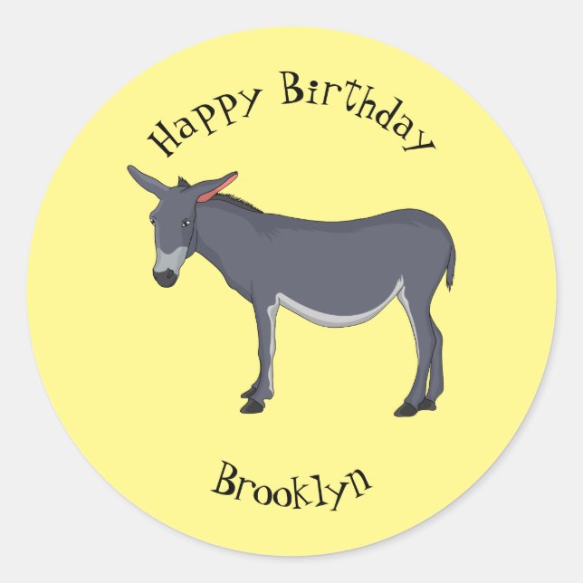illustration av tecknaden Donkey Runt Klistermärke (Framsida)