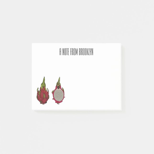 illustration av tecknaden Dragon Frukt Post-it Block (Framsida)