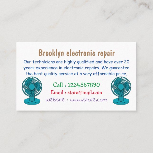 illustration av tecknaden fläkt visitkort (Framsida)