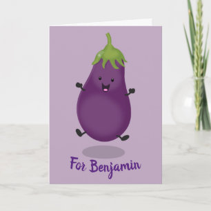 illustration av tecknaden för äggplantor i lycklig kort