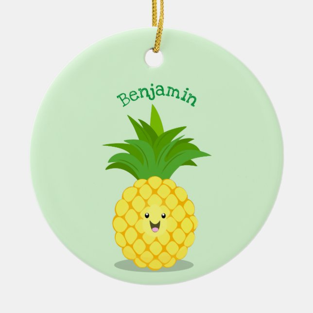 illustration av tecknaden för ananas julgransprydnad keramik (Framsidan)