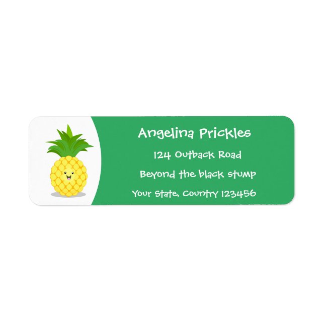 illustration av tecknaden för ananas returadress etikett (Framsidan)