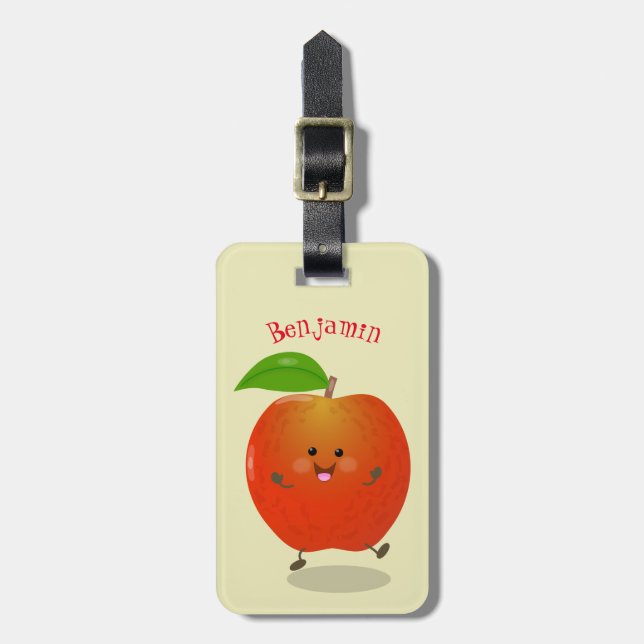 illustration av tecknaden för Cute dans-äpple Bagagebricka (Vertikal Framsida)