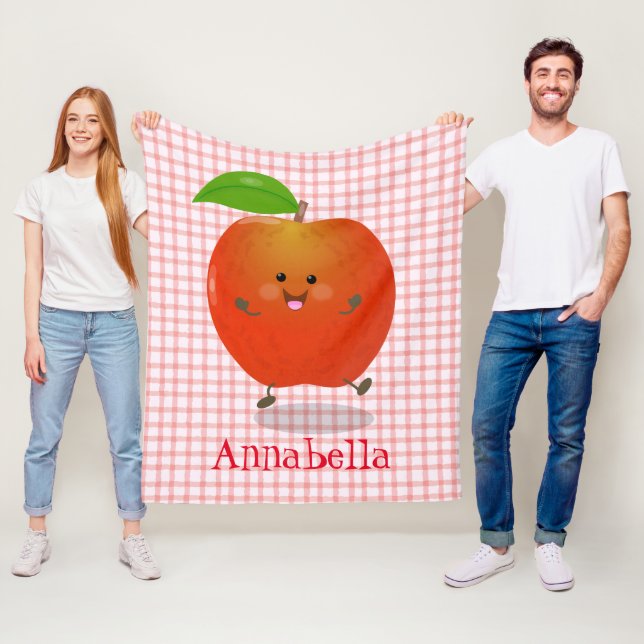 illustration av tecknaden för Cute dans-äpple Fleecefilt (På plats)