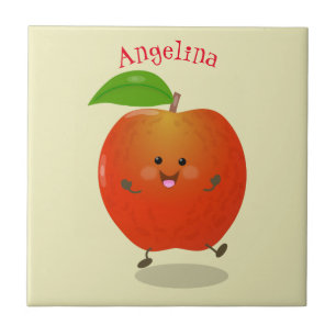 illustration av tecknaden för Cute dans-äpple Kakelplatta