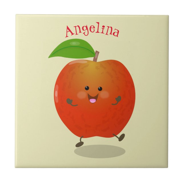 illustration av tecknaden för Cute dans-äpple Kakelplatta (Framsidan)