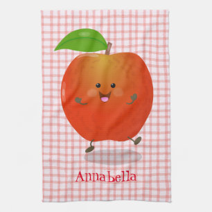 illustration av tecknaden för Cute dans-äpple Kökshandduk