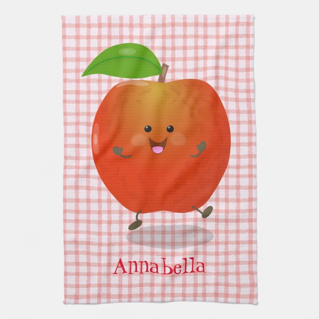 illustration av tecknaden för Cute dans-äpple Kökshandduk (Vertikal)