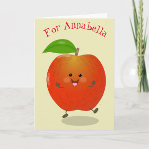 illustration av tecknaden för Cute dans-äpple Kort