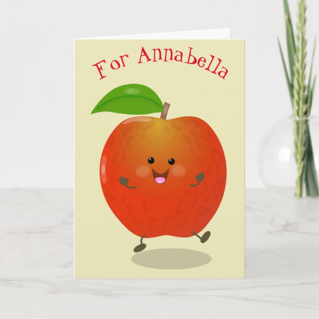 illustration av tecknaden för Cute dans-äpple Kort (Framsida)