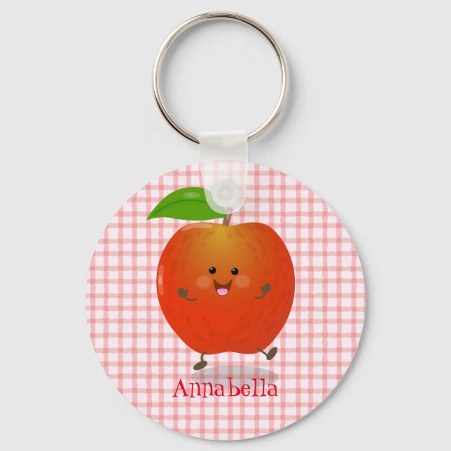 illustration av tecknaden för Cute dans-äpple Nyckelring (Framsida)