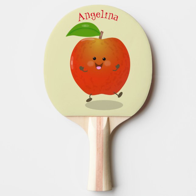 illustration av tecknaden för Cute dans-äpple Pingisracket (Framsidan)
