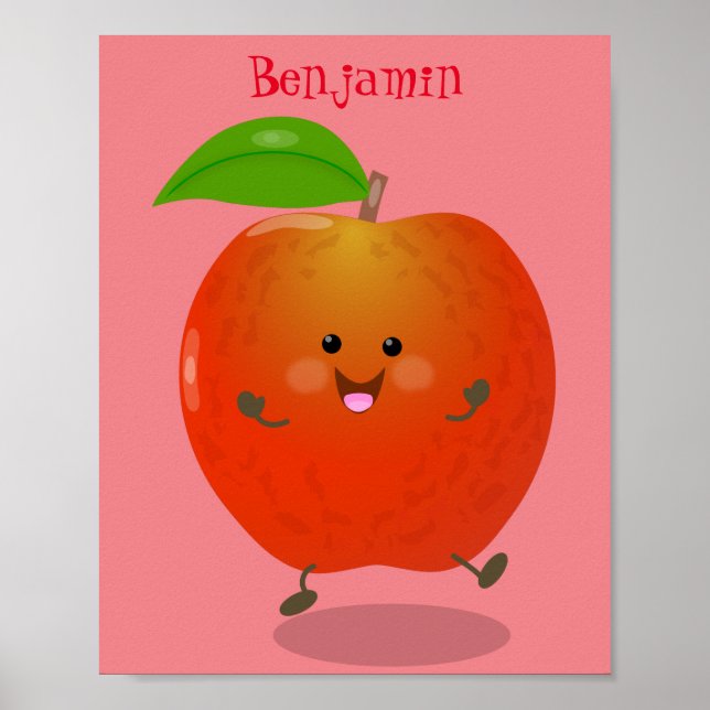 illustration av tecknaden för Cute dans-äpple Poster (Framsidan)
