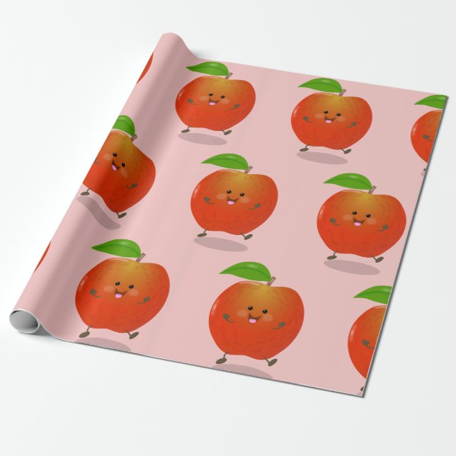 illustration av tecknaden för Cute dans-äpple Presentpapper (Utrullad)