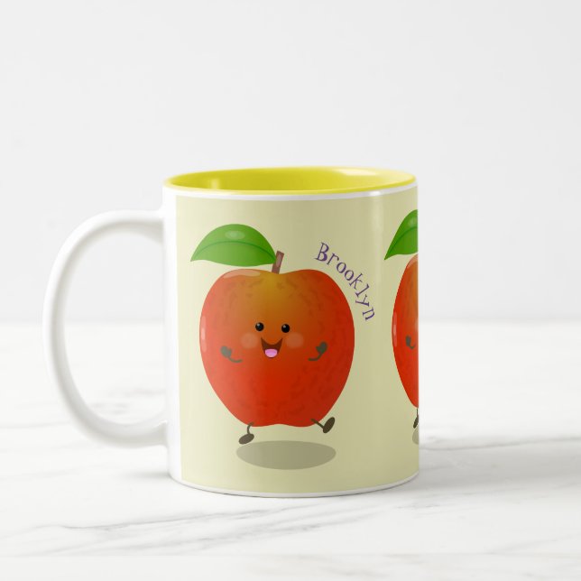 illustration av tecknaden för Cute dans-äpple Två-Tonad Mugg (Vänster)
