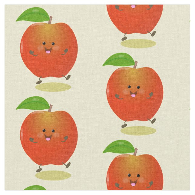 illustration av tecknaden för Cute dans-äpple Tyg (Närbild)