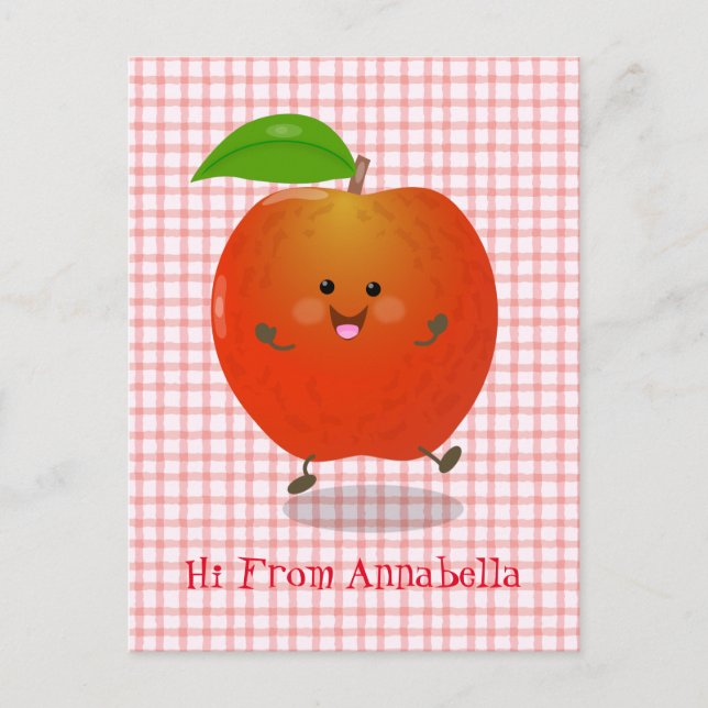illustration av tecknaden för Cute dans-äpple Vykort (Framsida)