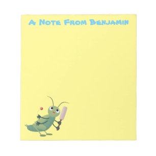 illustration av tecknaden för Cute grönt-kricket-i Anteckningsblock