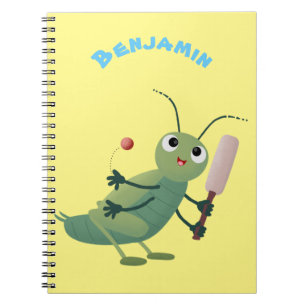 illustration av tecknaden för Cute grönt-kricket-i Anteckningsbok