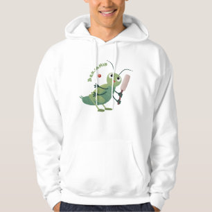 illustration av tecknaden för Cute grönt-kricket-i Hoodie