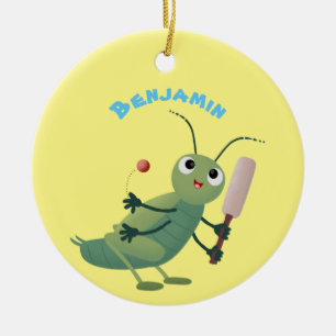 illustration av tecknaden för Cute grönt-kricket-i Julgransprydnad Keramik