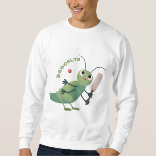 illustration av tecknaden för Cute grönt-kricket-i Lång Ärmad Tröja