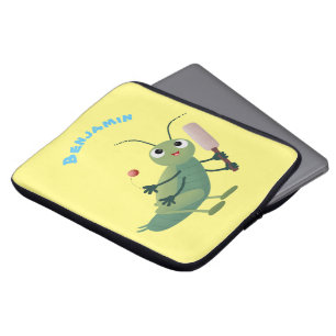 illustration av tecknaden för Cute grönt-kricket-i Laptop Fodral