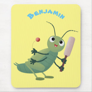 illustration av tecknaden för Cute grönt-kricket-i Musmatta