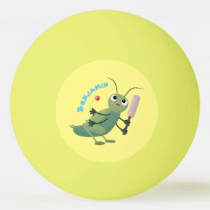illustration av tecknaden för Cute grönt-kricket-i Pingisboll