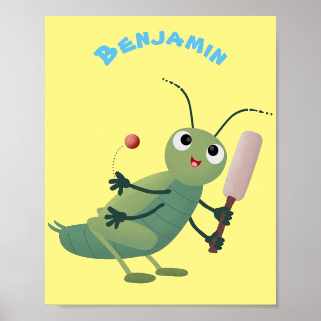 illustration av tecknaden för Cute grönt-kricket-i Poster (Framsidan)