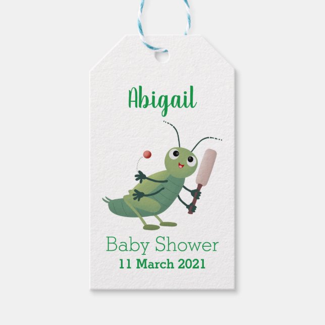 illustration av tecknaden för Cute grönt-kricket-i Presentetikett (Framsidan)