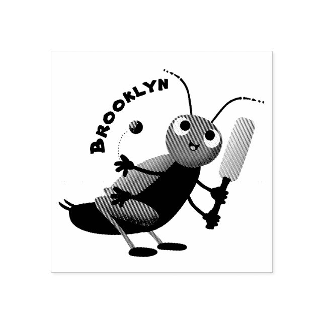 illustration av tecknaden för Cute grönt-kricket-i Stämpel (Tryck)