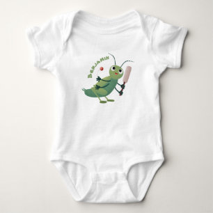 illustration av tecknaden för Cute grönt-kricket-i T Shirt
