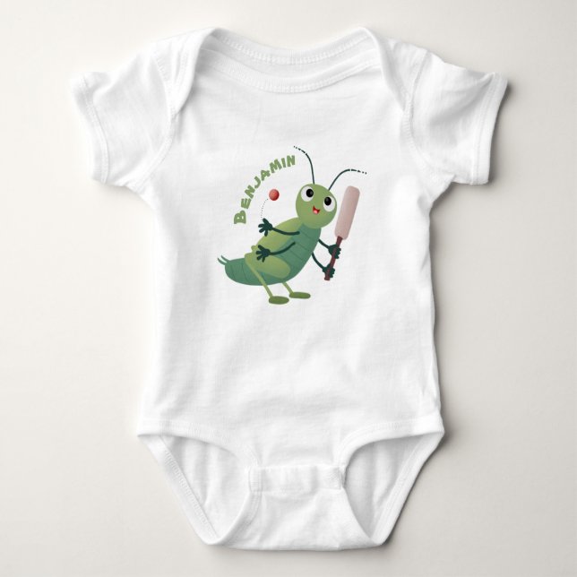 illustration av tecknaden för Cute grönt-kricket-i T Shirt (Framsida)