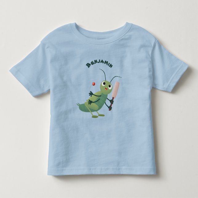 illustration av tecknaden för Cute grönt-kricket-i T Shirt (Framsida)