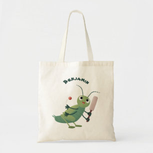 illustration av tecknaden för Cute grönt-kricket-i Tygkasse