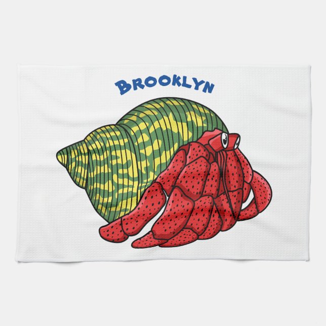 illustration av tecknaden för Cute Hermit-krabban Kökshandduk (Horisontell)