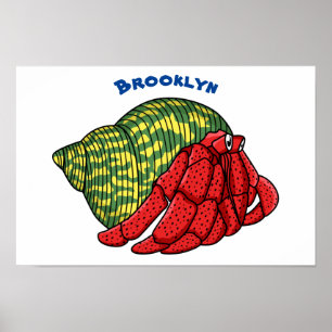 illustration av tecknaden för Cute Hermit-krabban Poster