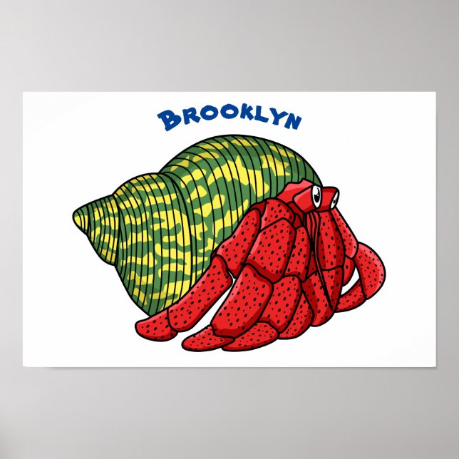 illustration av tecknaden för Cute Hermit-krabban Poster (Framsidan)