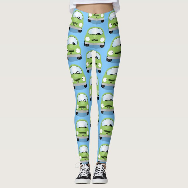 illustration av tecknaden för Cute Kawaii-bilar Leggings (Framsida)